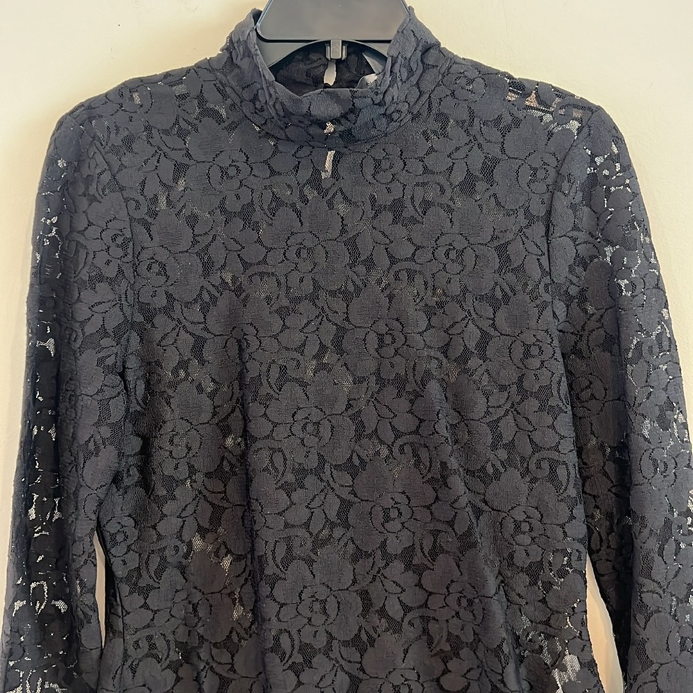 French Connection Women’s Lace, Black, Long Sleeve Blouse. Size L NWOT - Picture 3 of 7